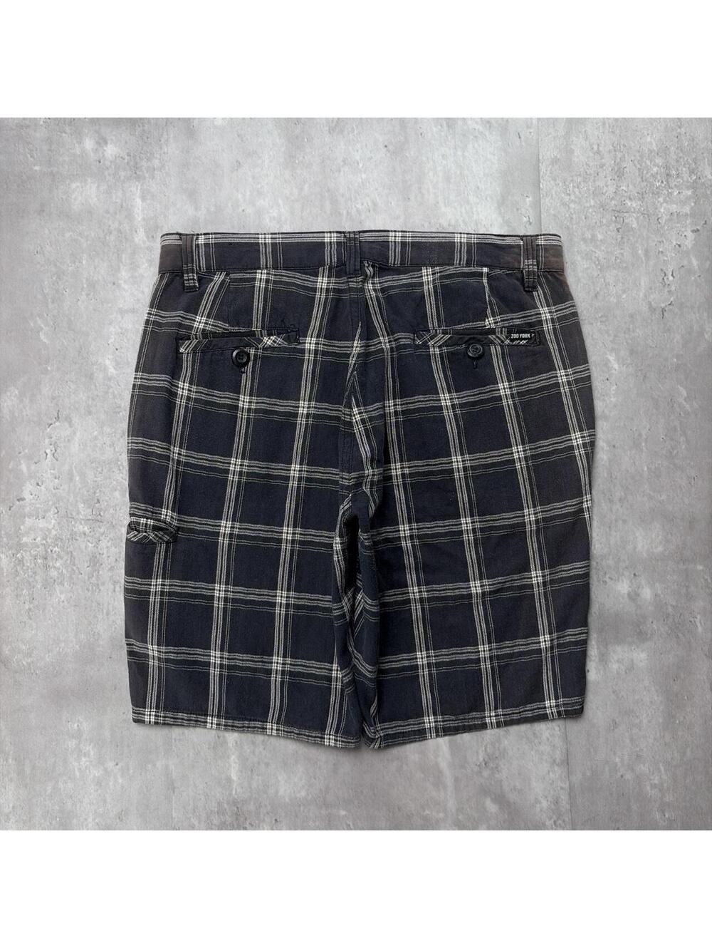 Y2K Black Zoo York Grunge Gothic Plaid Baggy Skater Shorts